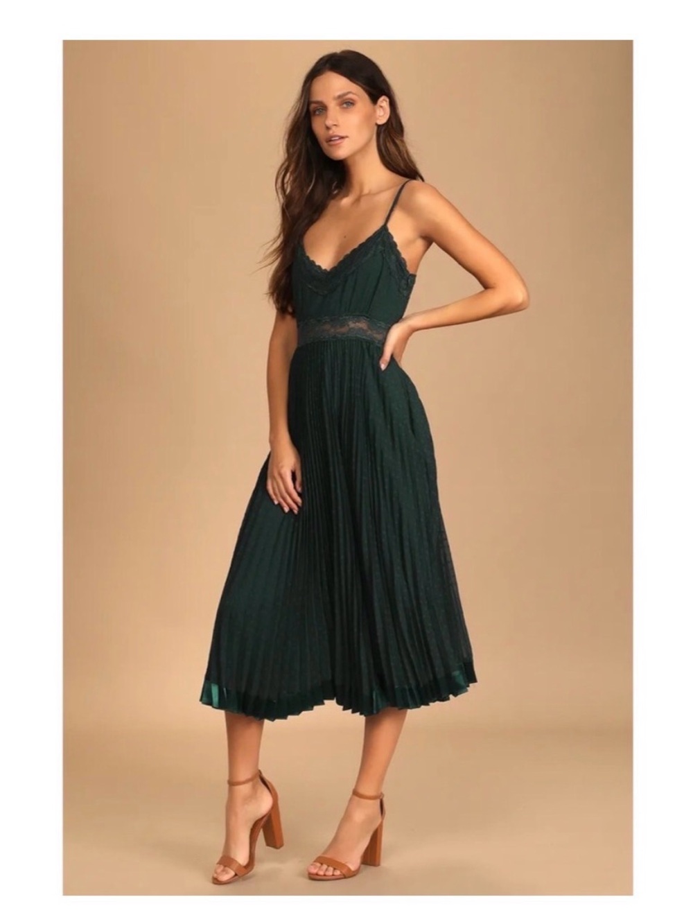 Lulu’s Dot Your Love Lace Pleated Dress